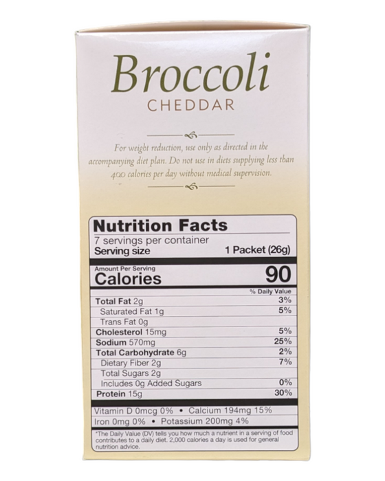 Broccoli Cheese Protein Soup- Box of 7 meals -4 CARBS per serving!