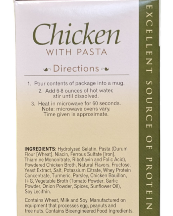 Chicken with Pasta Protein Soup- Box of 7 meals - 6 CARBS per serving!