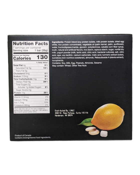 Lemon Fluffy Protein Bar - Box of 7 meals - 7 Net Carbs per serving!