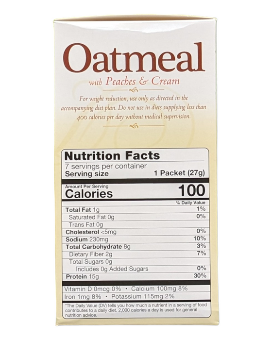 Peaches and Cream Protein Oatmeal  - Box of 7 meals - 6 Net Carbs per serving!