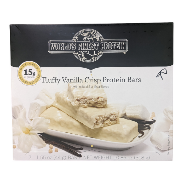 Fluffy Vaniila Crisp Protein Bar - Box of 7 meals - 8 Net Carbs per serving!