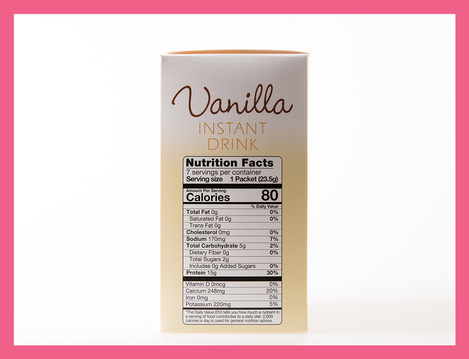 Vanilla Instant Protein Drink - Box of 7 meals - 6 Net Carbs per serving!